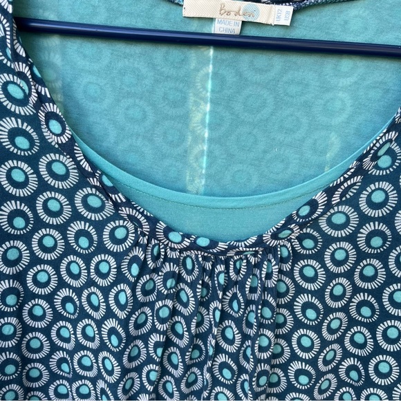 Boden Double Layer Tencel Blue Circle Print Top Sz 8 - Picture 5 of 14